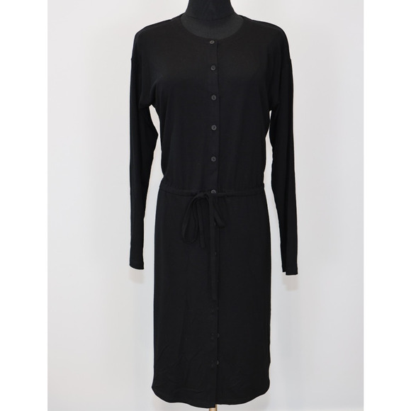 A6 Auth EILEEN FISHER Viscose Jersey Drawstring Waist Button Dress Size PM $208 - Picture 3 of 7